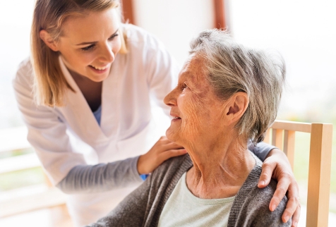 Aging Interventions - Caregiver - An older woman with her nurse